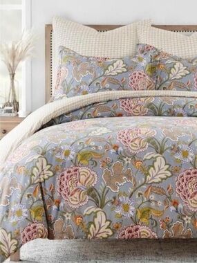 🆕 PB Style Floral Queen Duvet Cover 3 piece Set Cotton Bedding Soft Luxury NEW